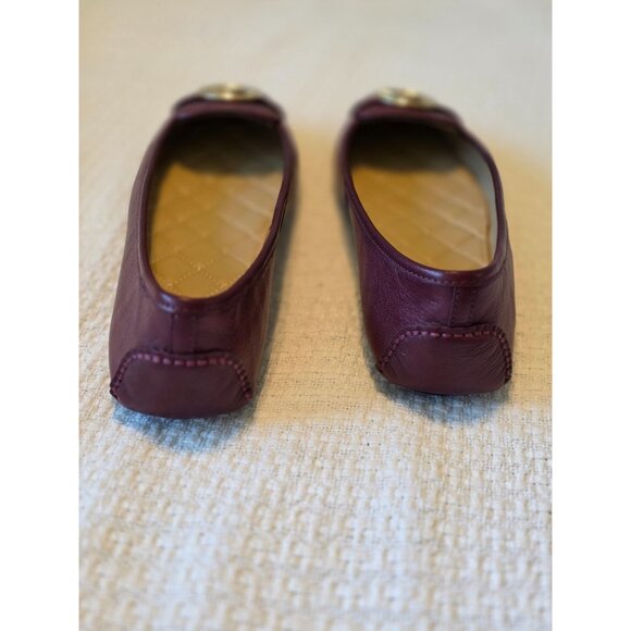 Michael Kors Burgundy Leather Flats With MK Logo Quilted Insole Rubber Sole 10M - Picture 5 of 8